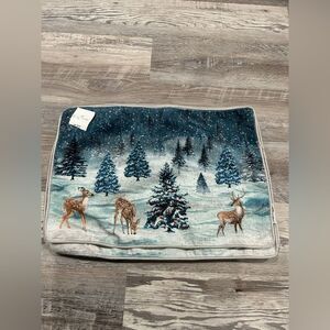 Nicole Miller Home Set of 4 Placemats Christmas Winter Landscape New
